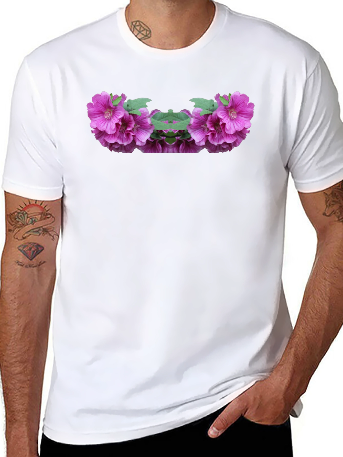 Floral Symmetry Black T-Shirt