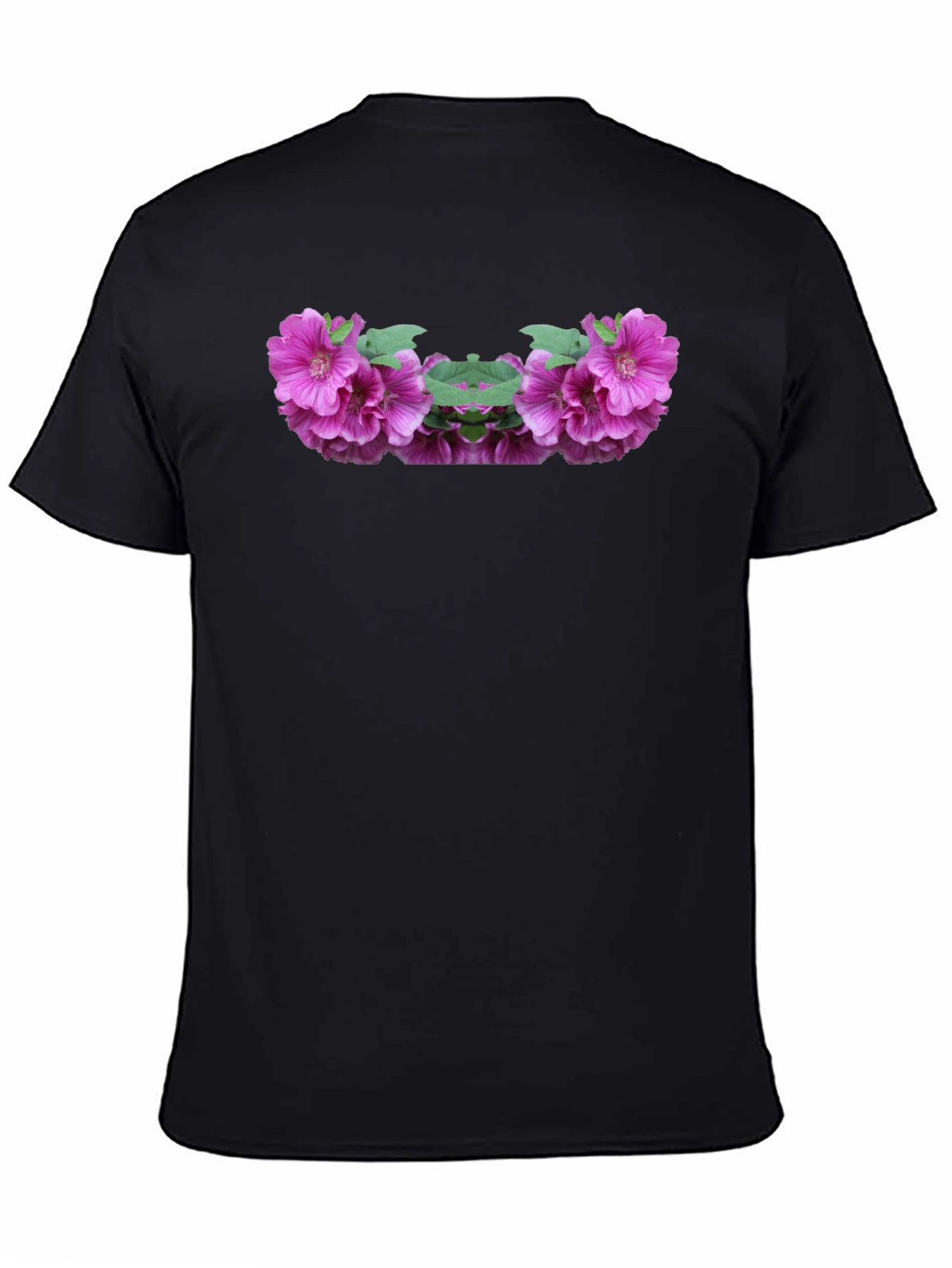Floral Symmetry Black T-Shirt