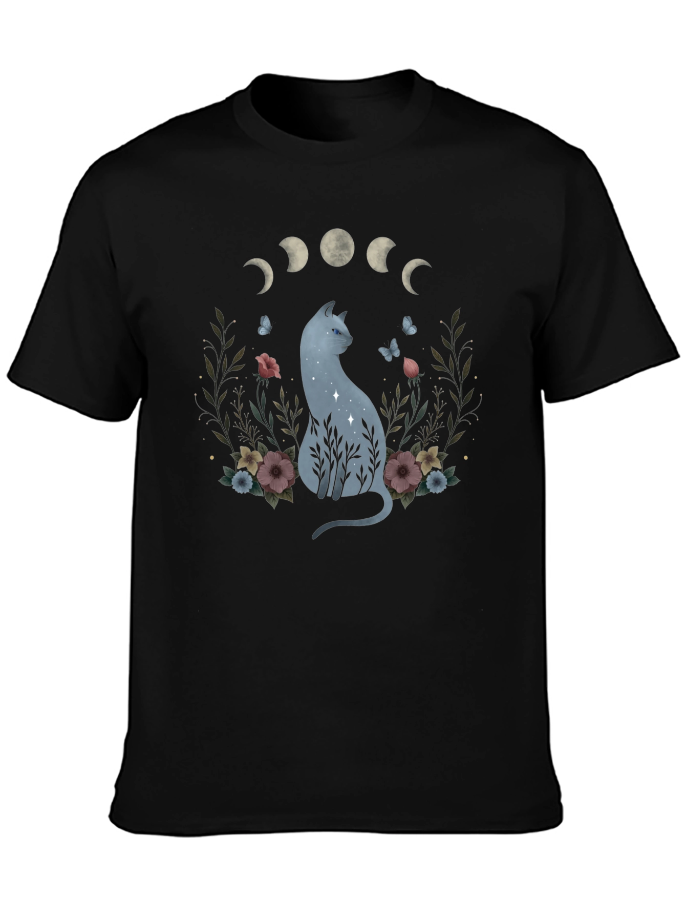 Moon Phase Cat Graphic T-Shirt