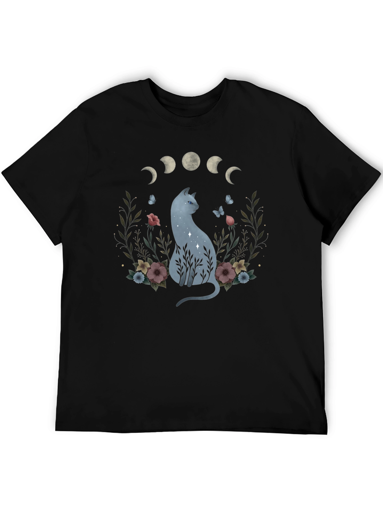 Moon Phase Cat Graphic T-Shirt