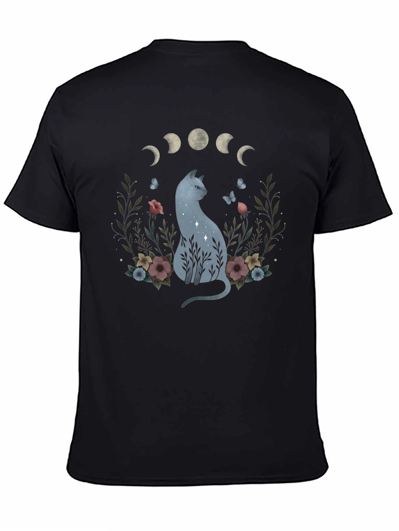 Moon Phase Cat Graphic T-Shirt