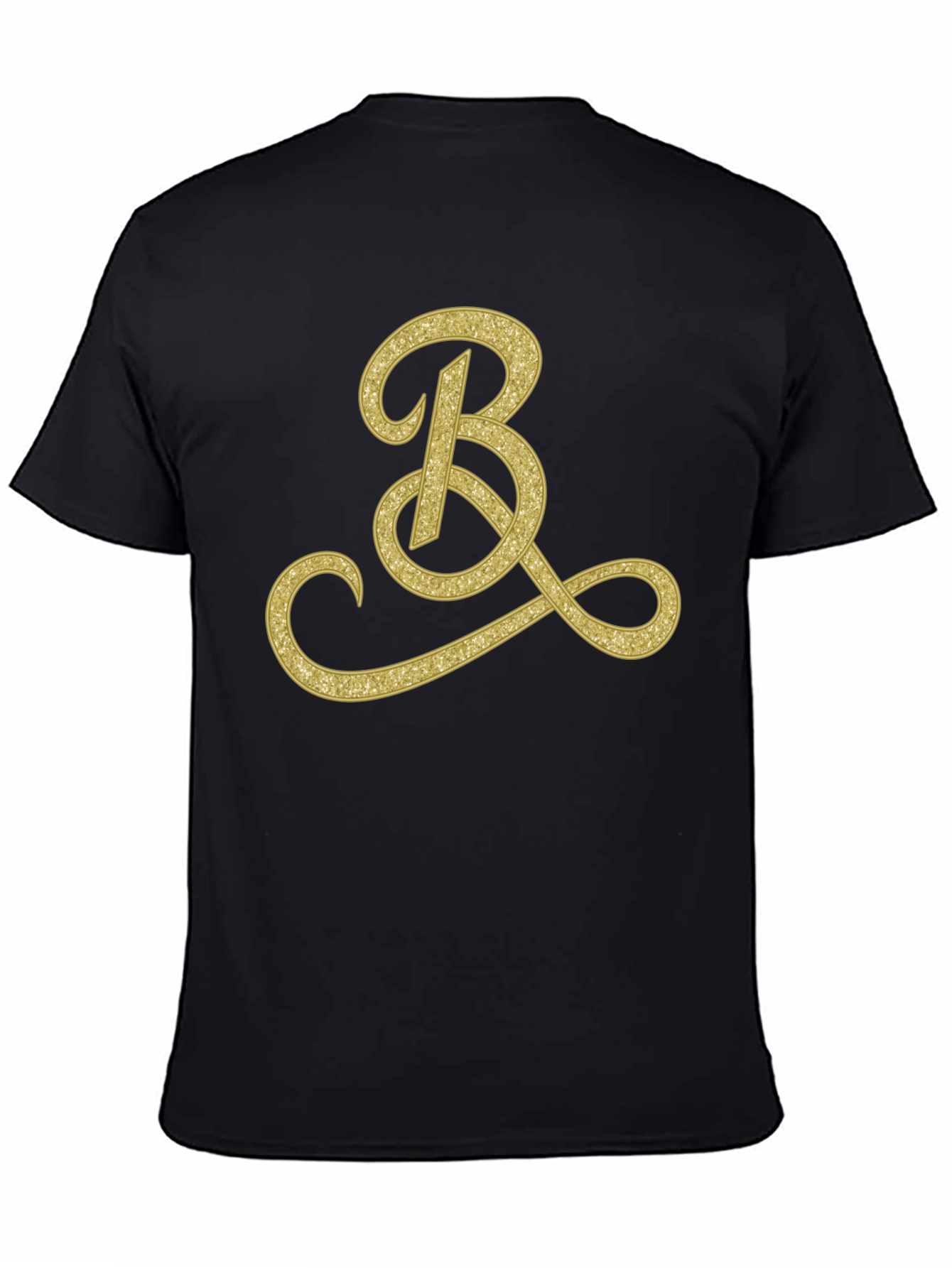 Mens Black T-Shirt with Gold Initial B Design