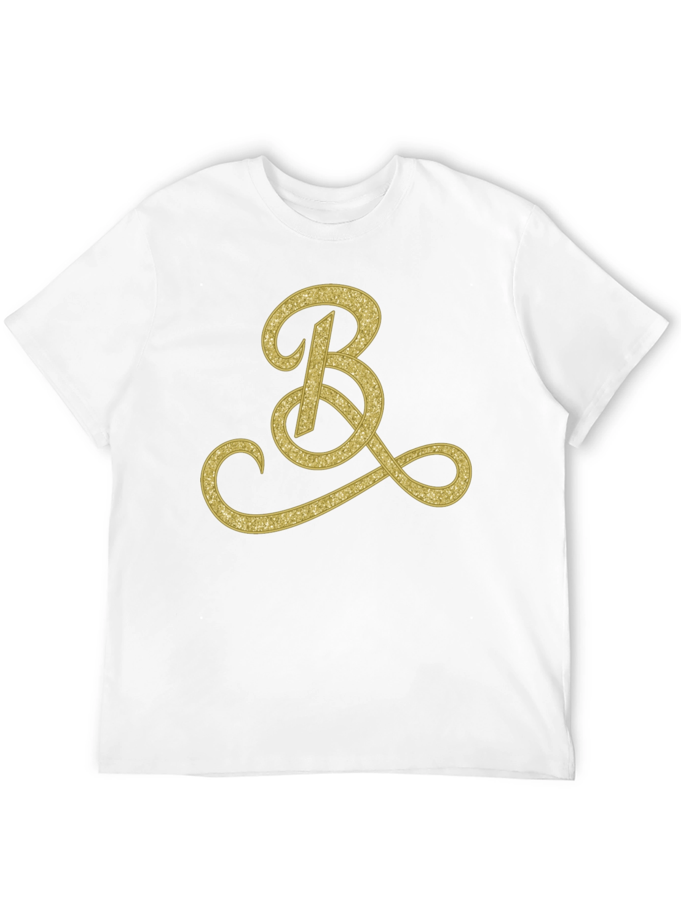 Mens Black T-Shirt with Gold Initial B Design