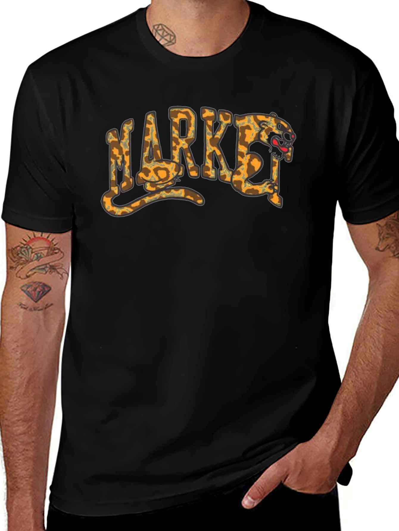 Market Snake Panther T-Shirt - Black