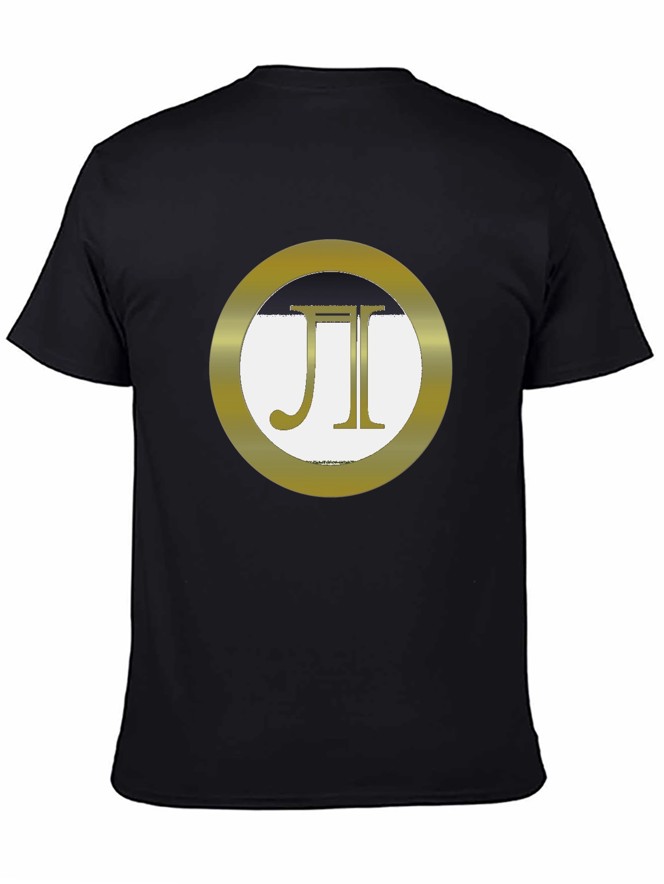 Stylish Black Tee with Gold JI Circle Graphic