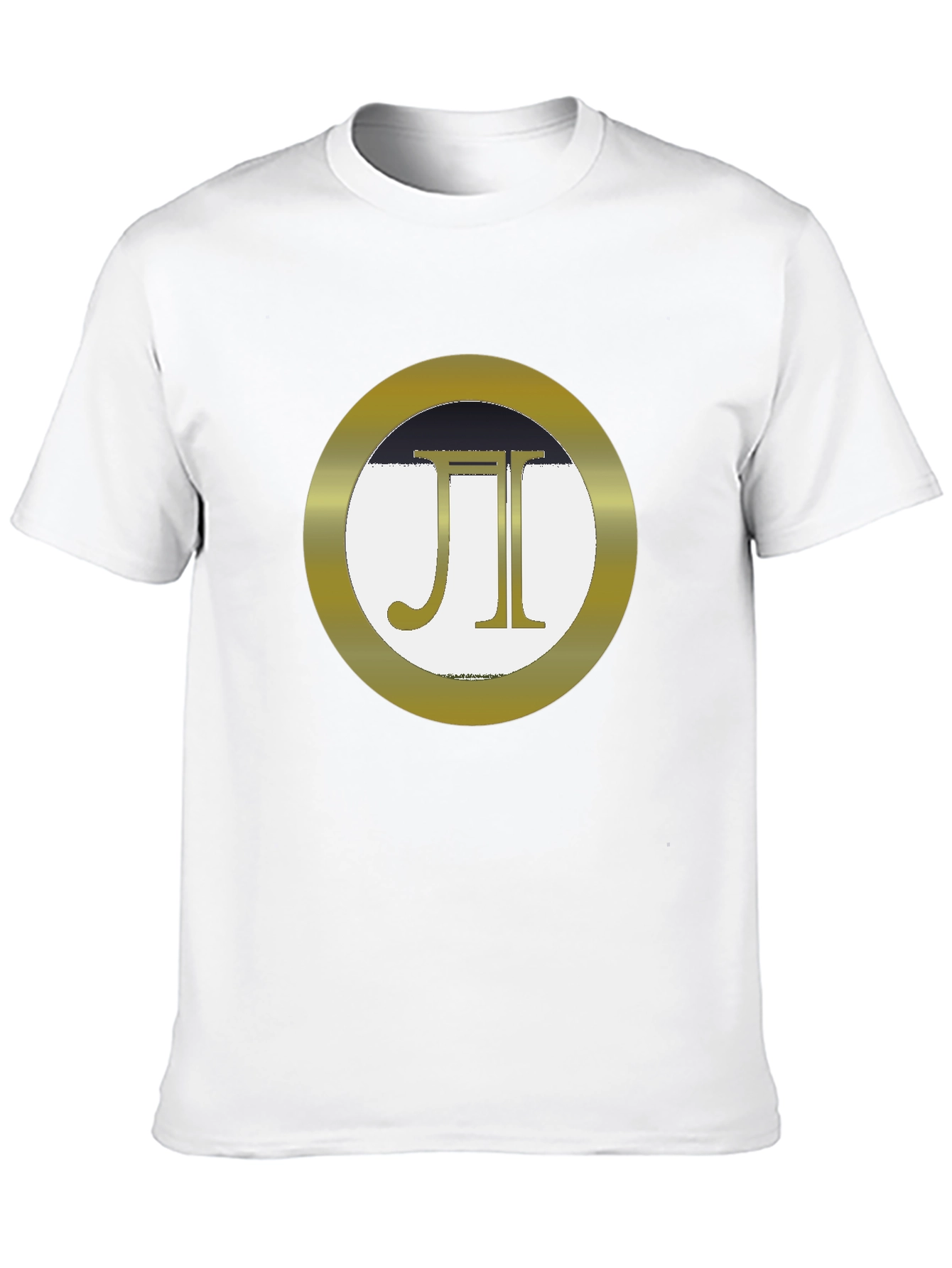 Stylish Black Tee with Gold JI Circle Graphic