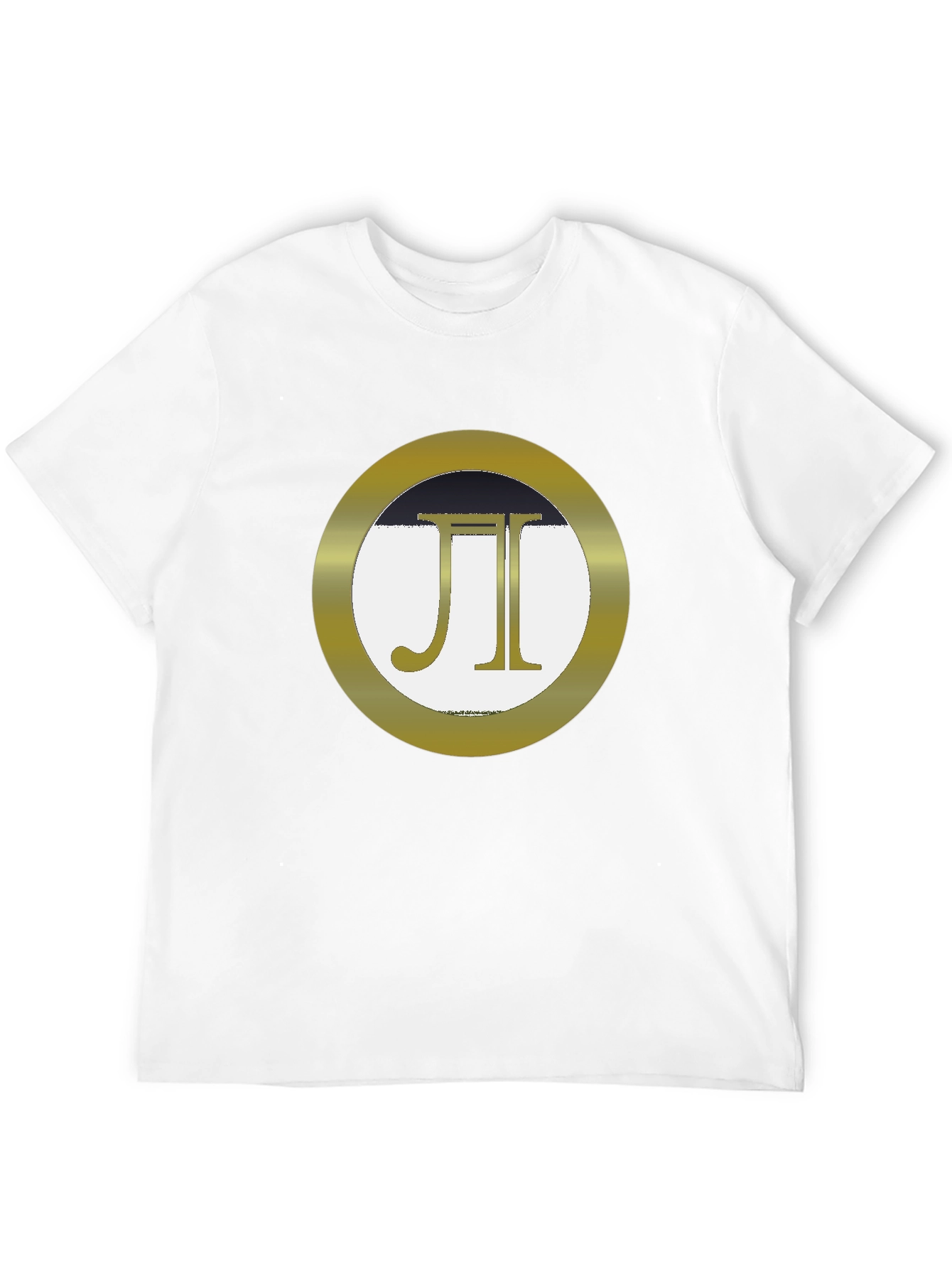 Stylish Black Tee with Gold JI Circle Graphic