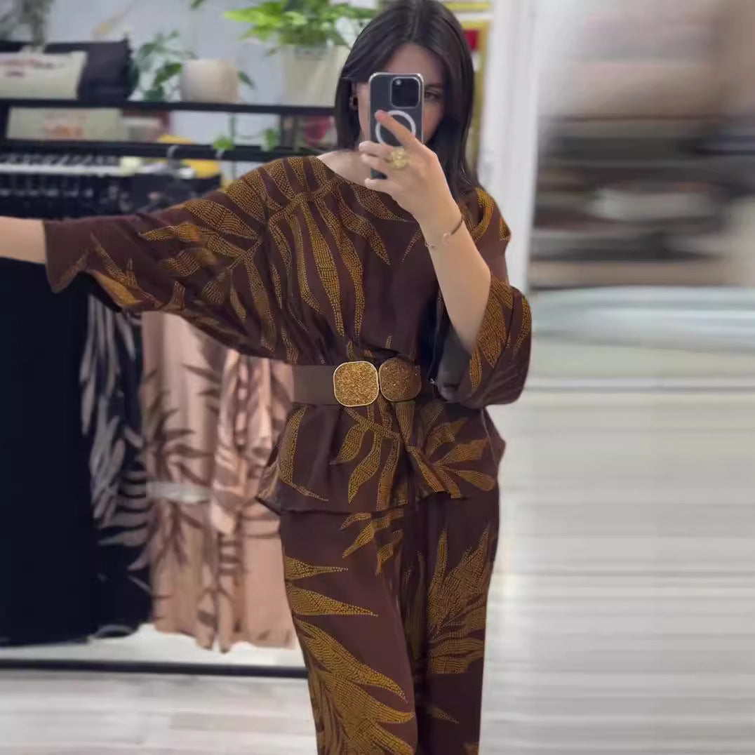 Commuting temperament top and pants two-piece set