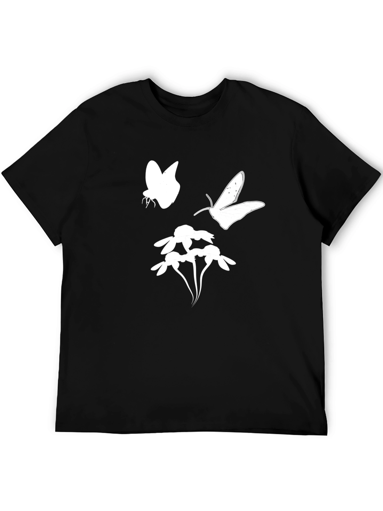 Butterfly & Flower Graphic Black T-Shirt