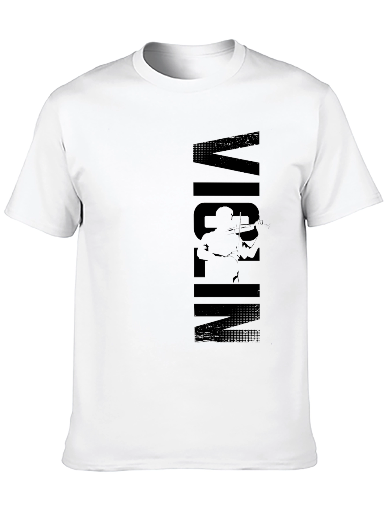 Violin Player Graphic Print Black T-Shirt