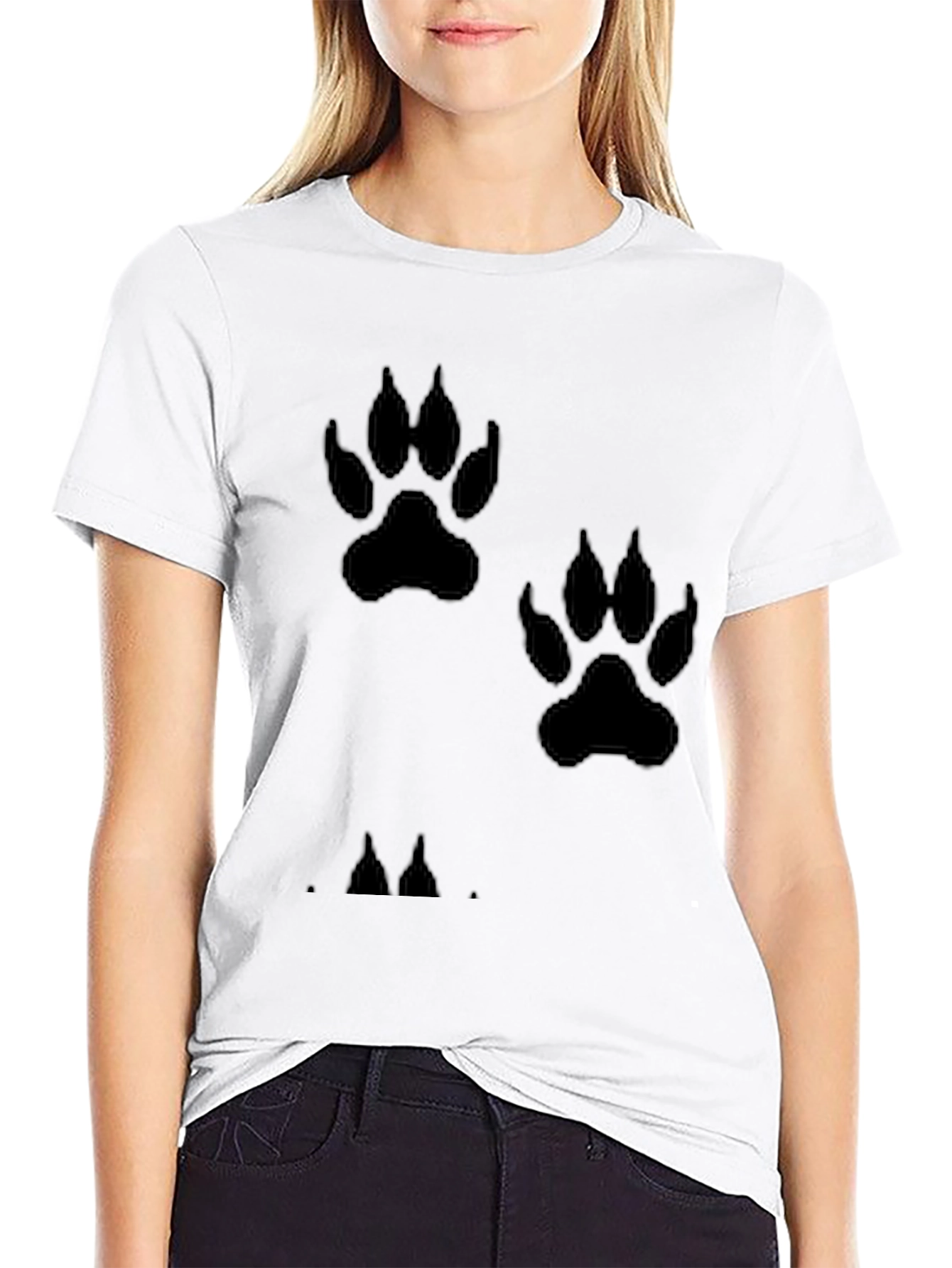 Paw Print T-Shirt - Black Casual Wear