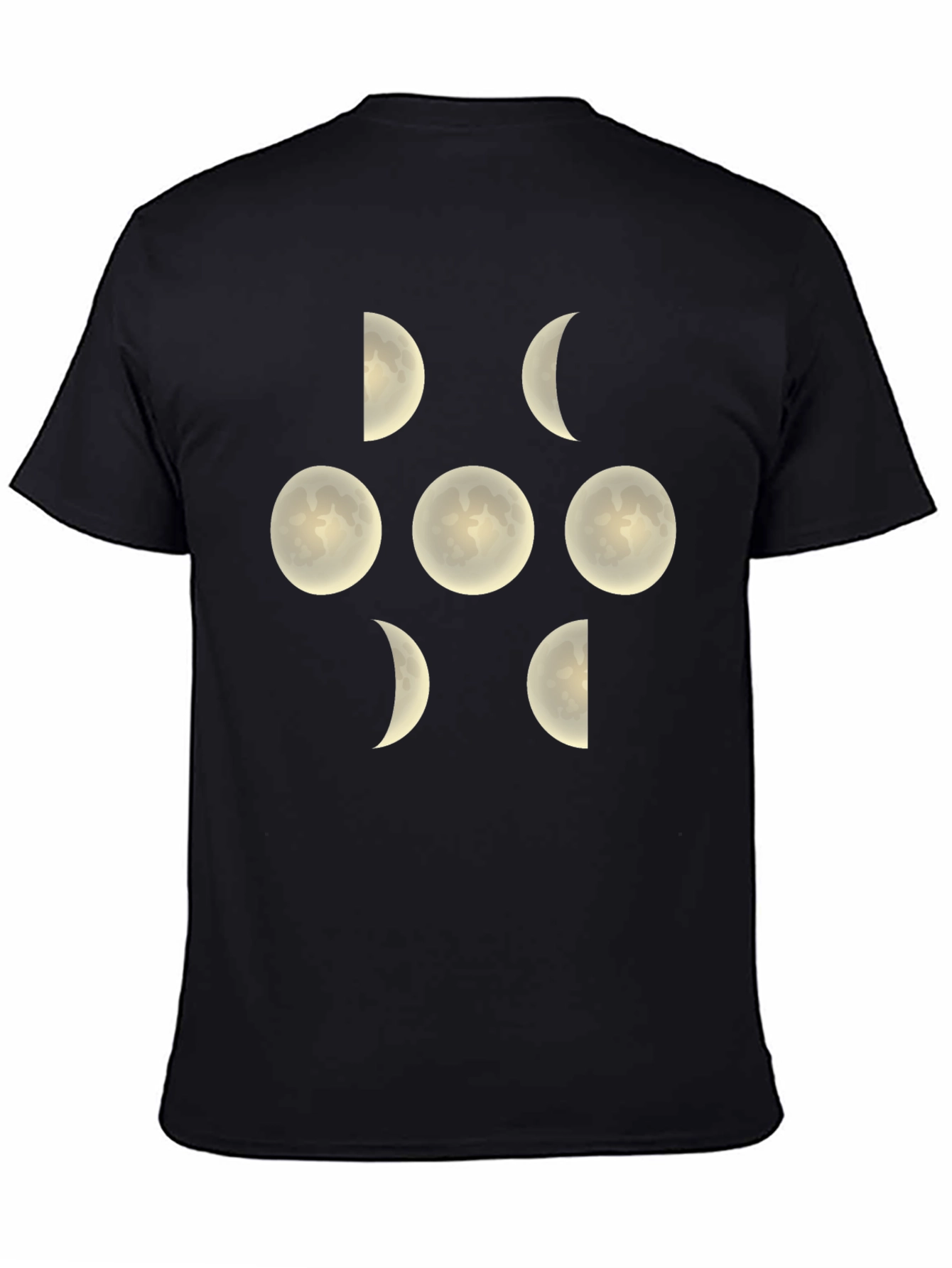 Moon Phases Graphic Tee - Black Cotton Shirt