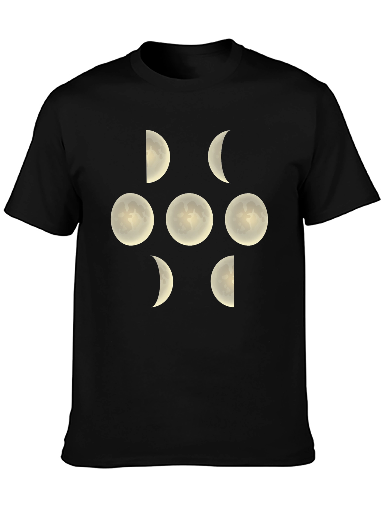 Moon Phases Graphic Tee - Black Cotton Shirt