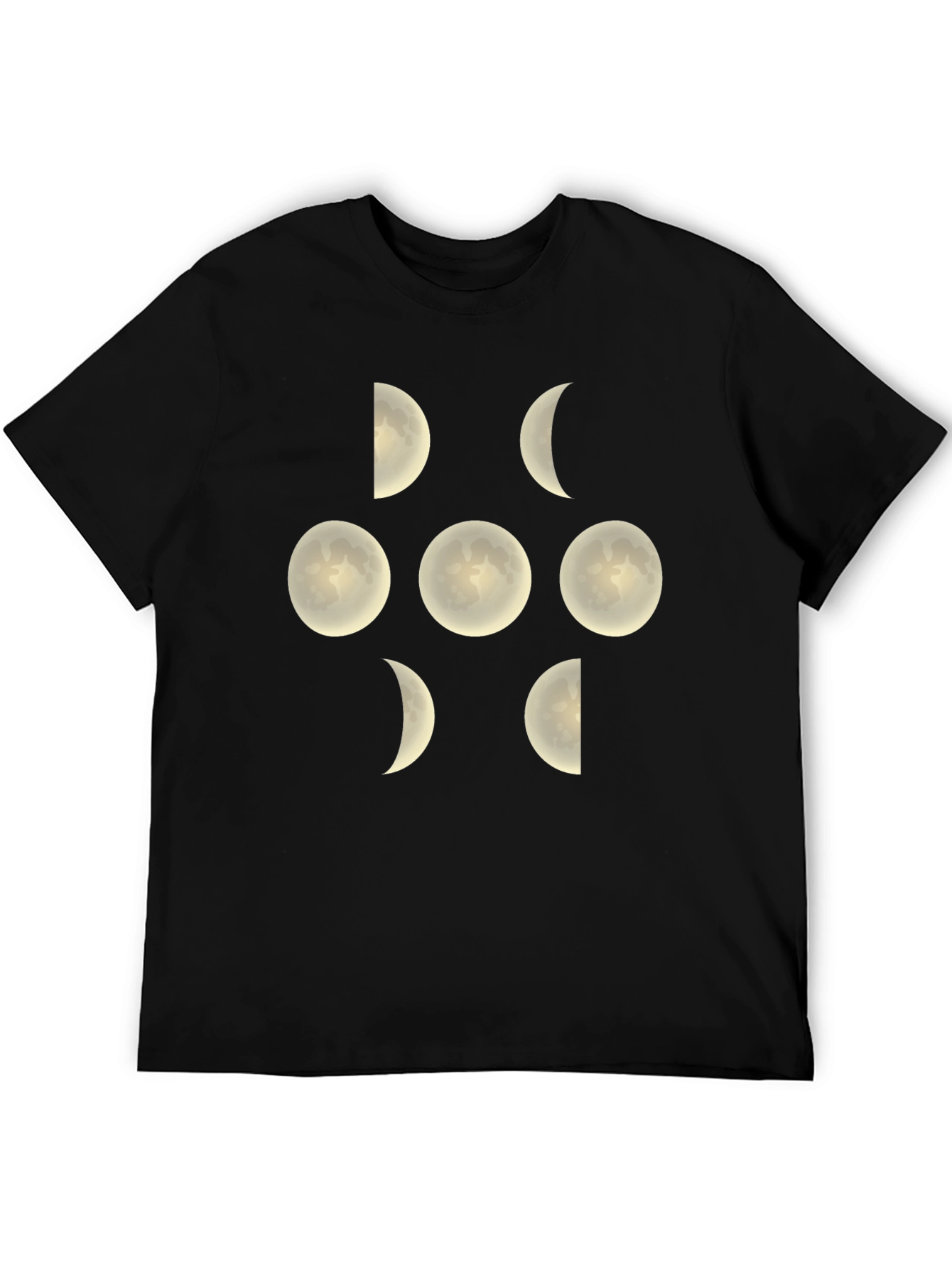 Moon Phases Graphic Tee - Black Cotton Shirt