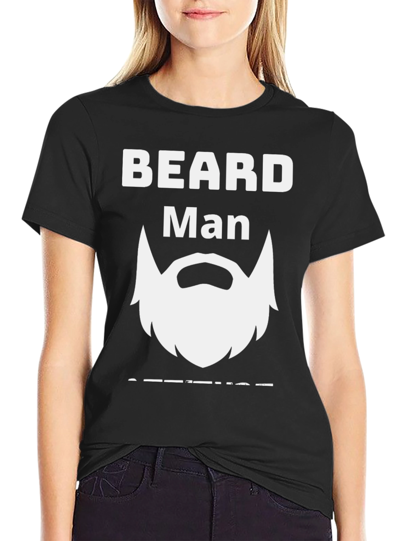 Beard Man T-Shirt - Black Crew Neck Tee