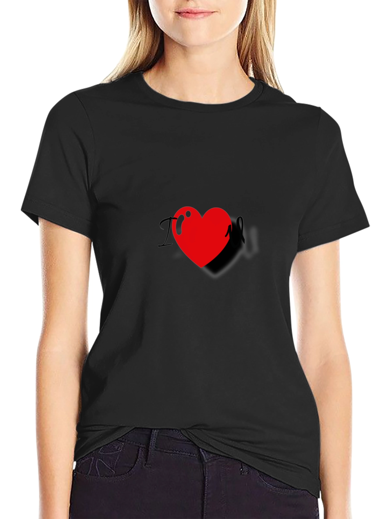 I Heart Black T-Shirt - Casual Fashion Tee