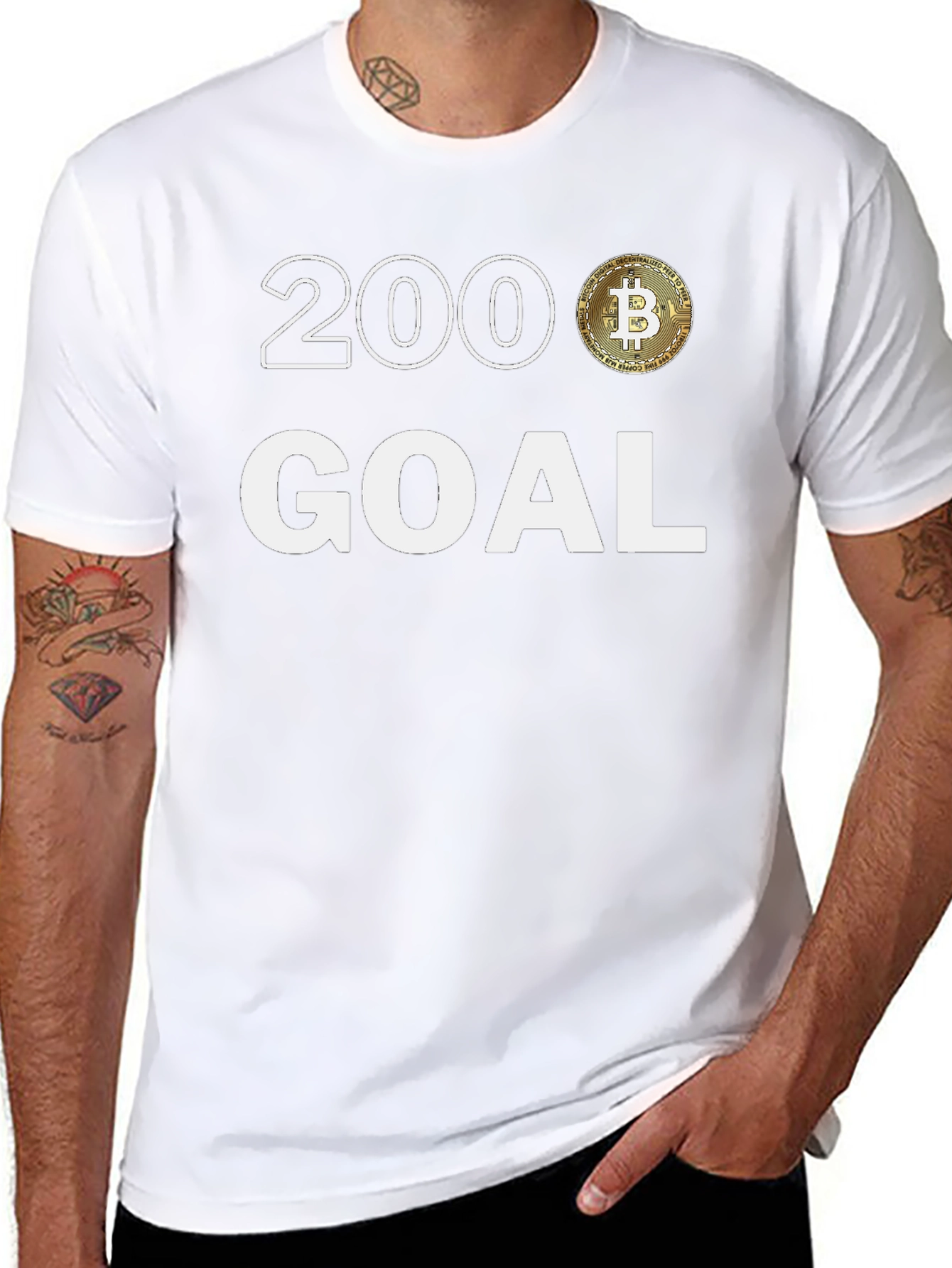 200 Bitcoin Goal T-Shirt - Crypto Enthusiast Tee