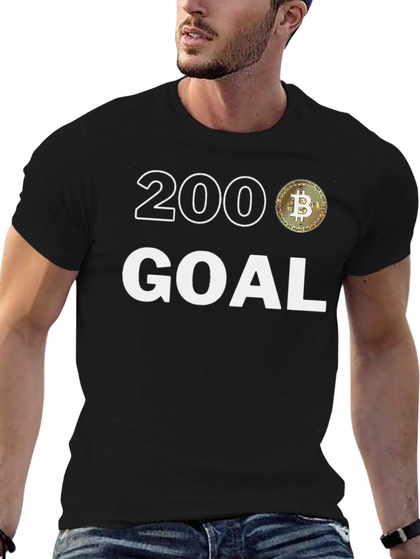 200 Bitcoin Goal T-Shirt - Crypto Enthusiast Tee