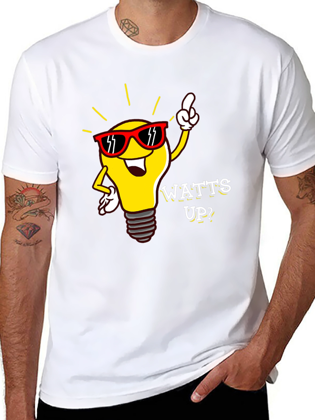 Watts Up? Lightbulb Graphic Tee - Black