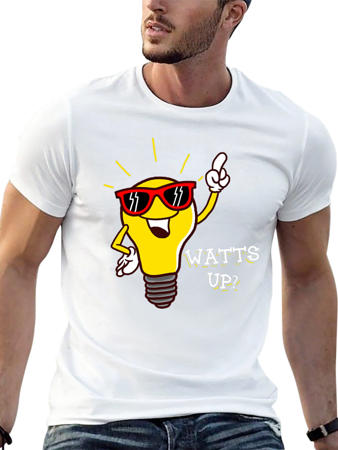 Watts Up? Lightbulb Graphic Tee - Black