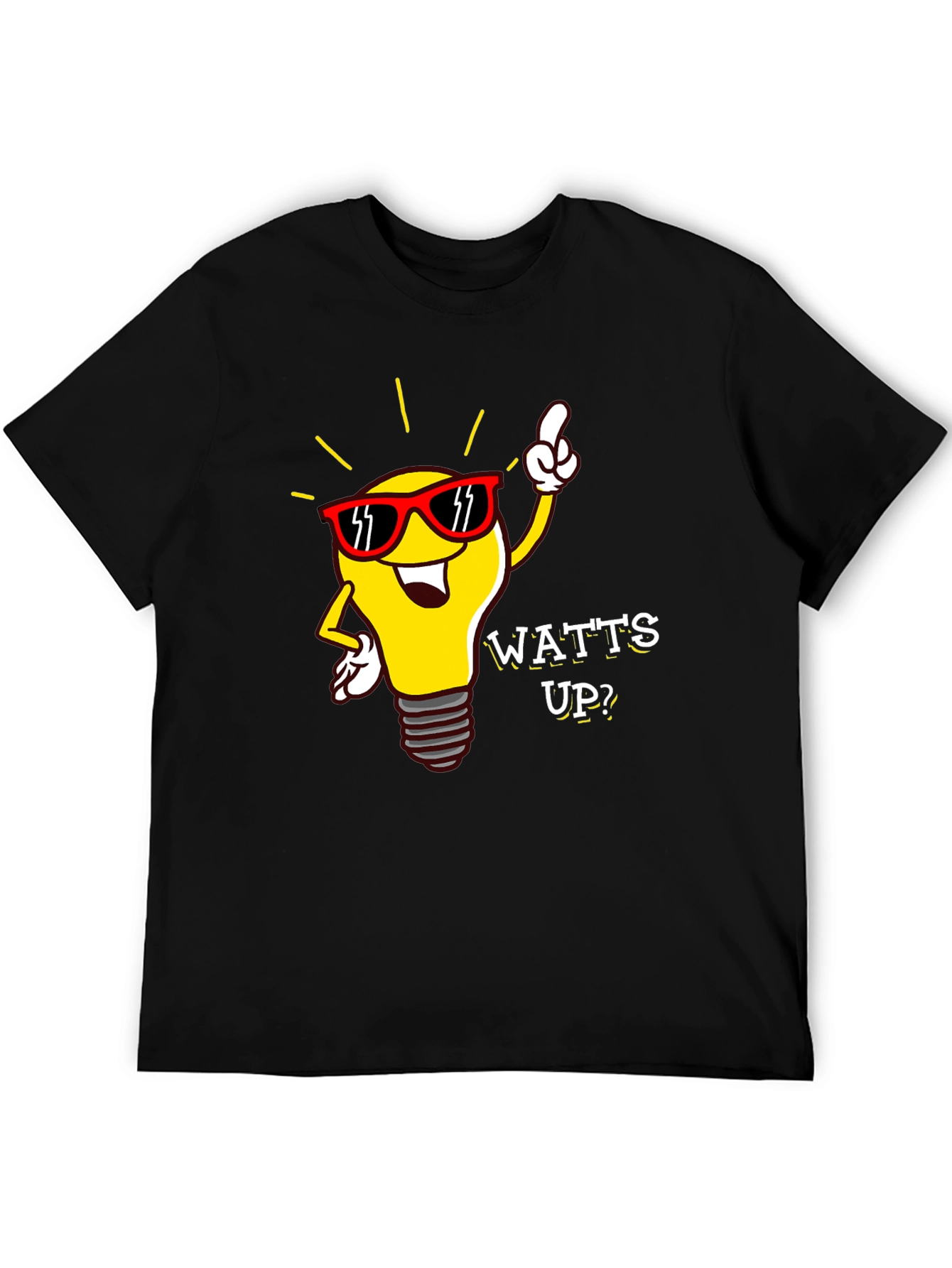 Watts Up? Lightbulb Graphic Tee - Black