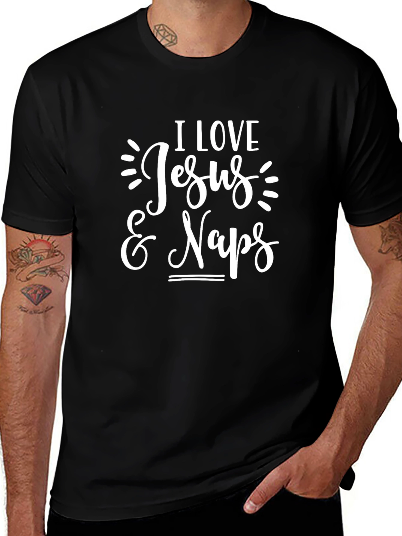 I Love Jesus & Naps Black T-Shirt