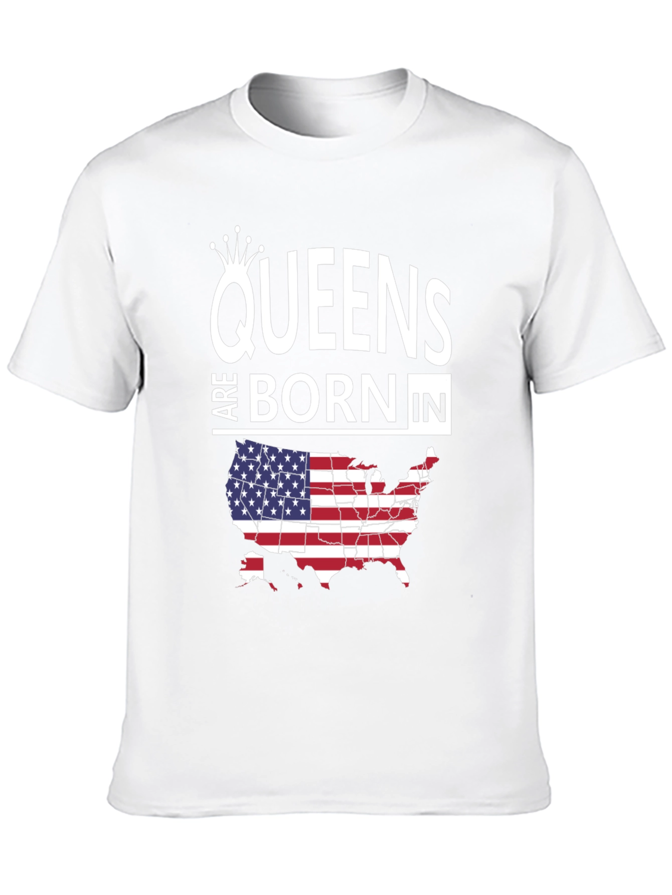 Queens Born In USA Map T-Shirt
