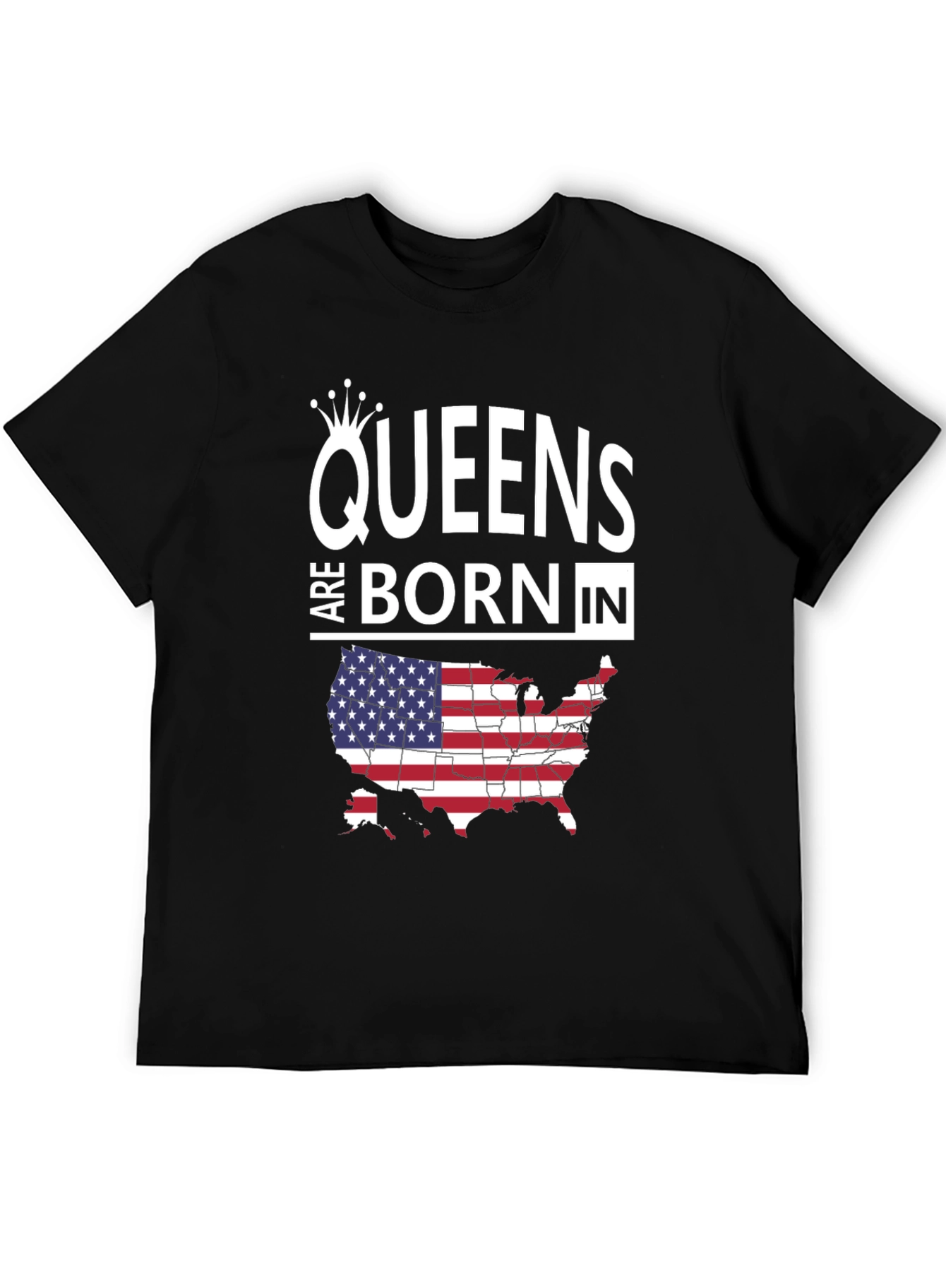 Queens Born In USA Map T-Shirt