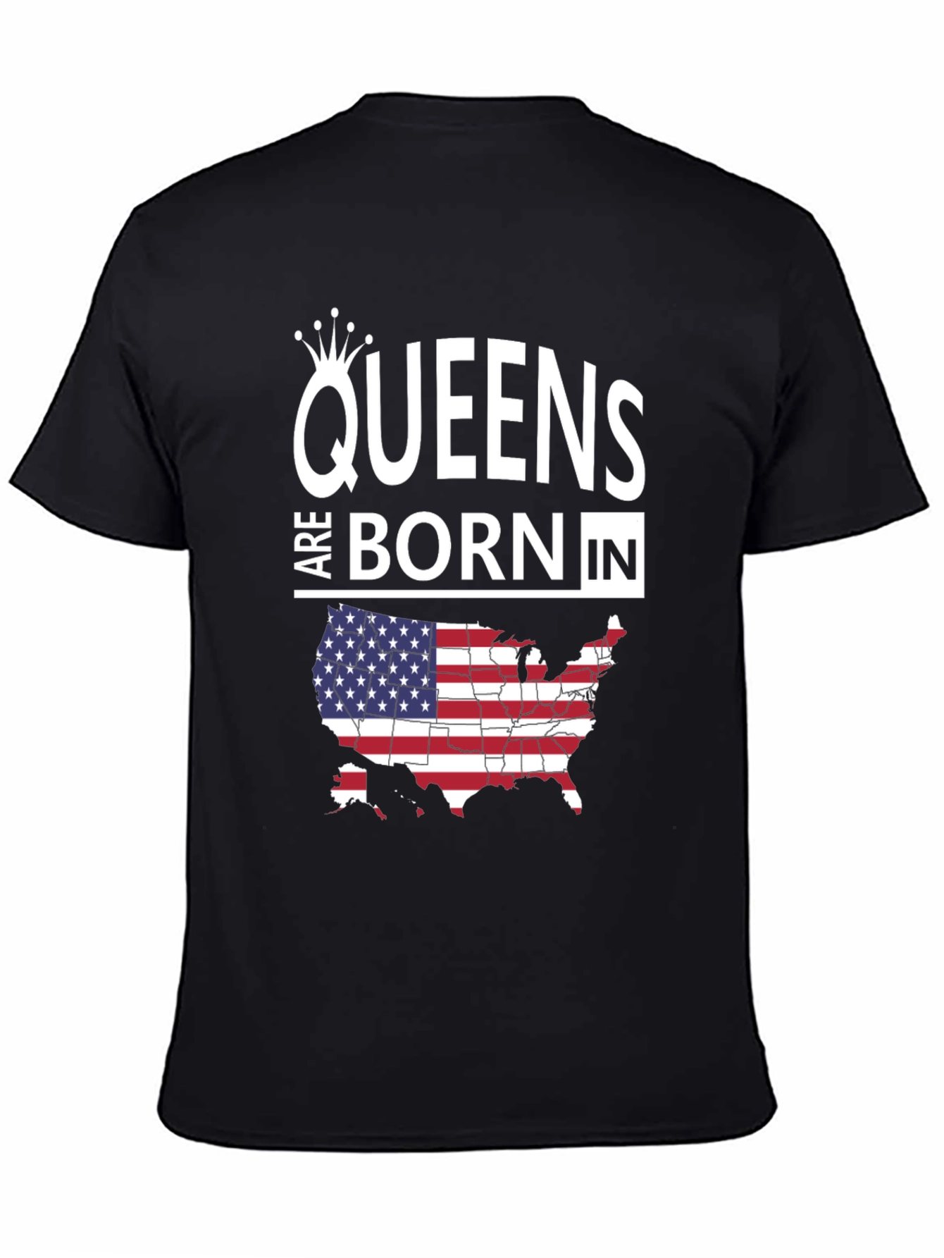 Queens Born In USA Map T-Shirt
