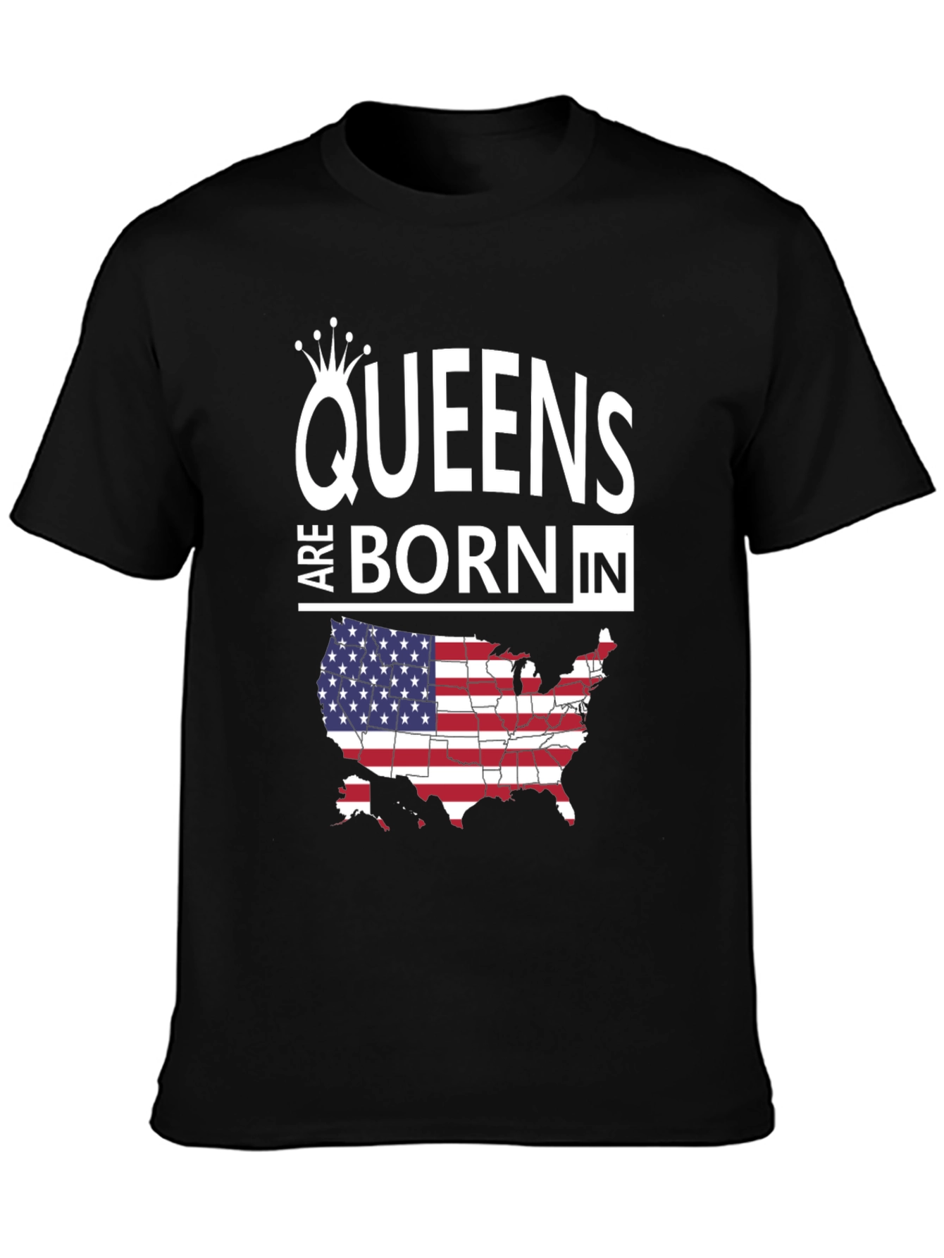 Queens Born In USA Map T-Shirt