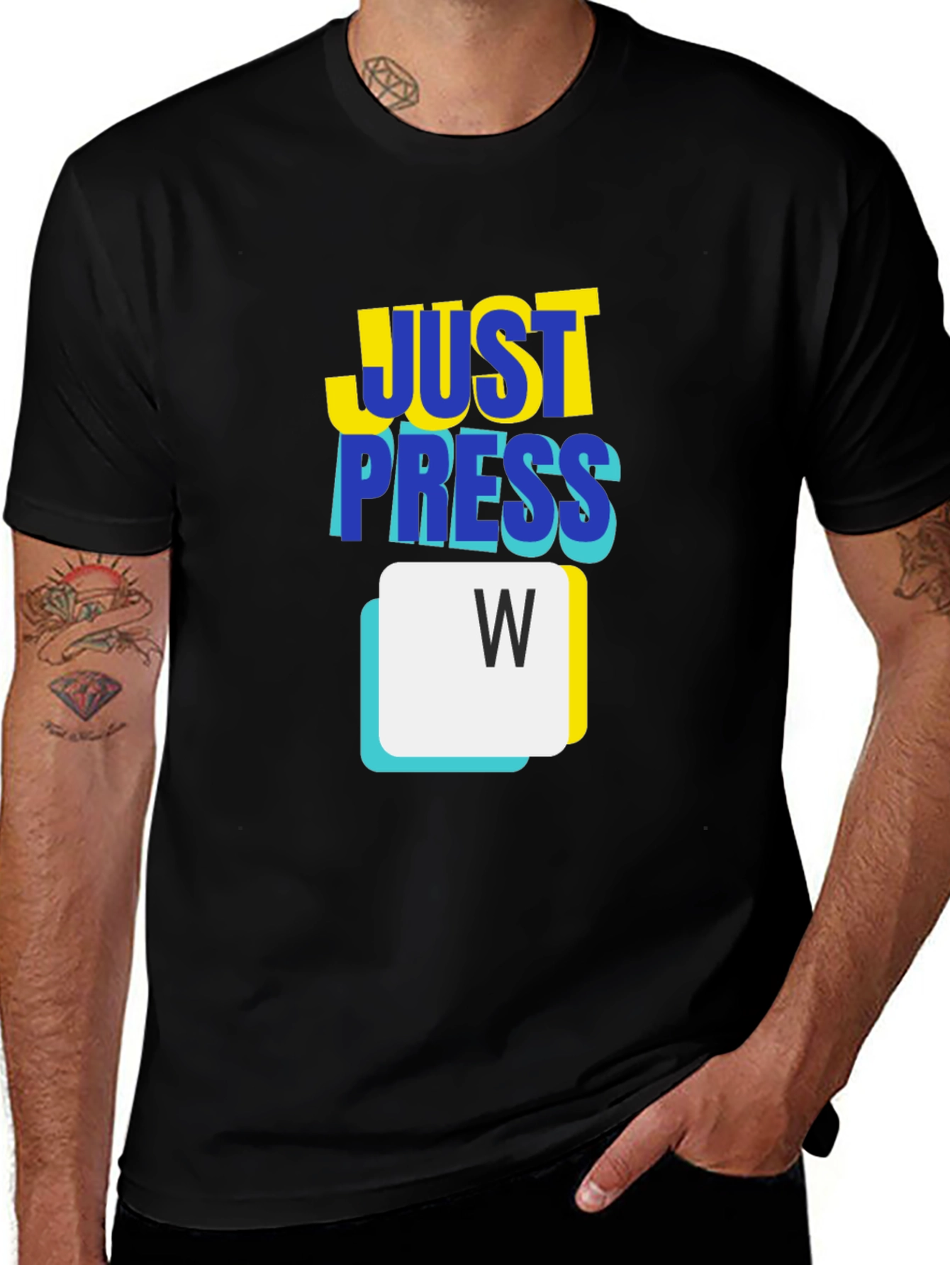 Just Press W Black T-Shirt - Gamer Style