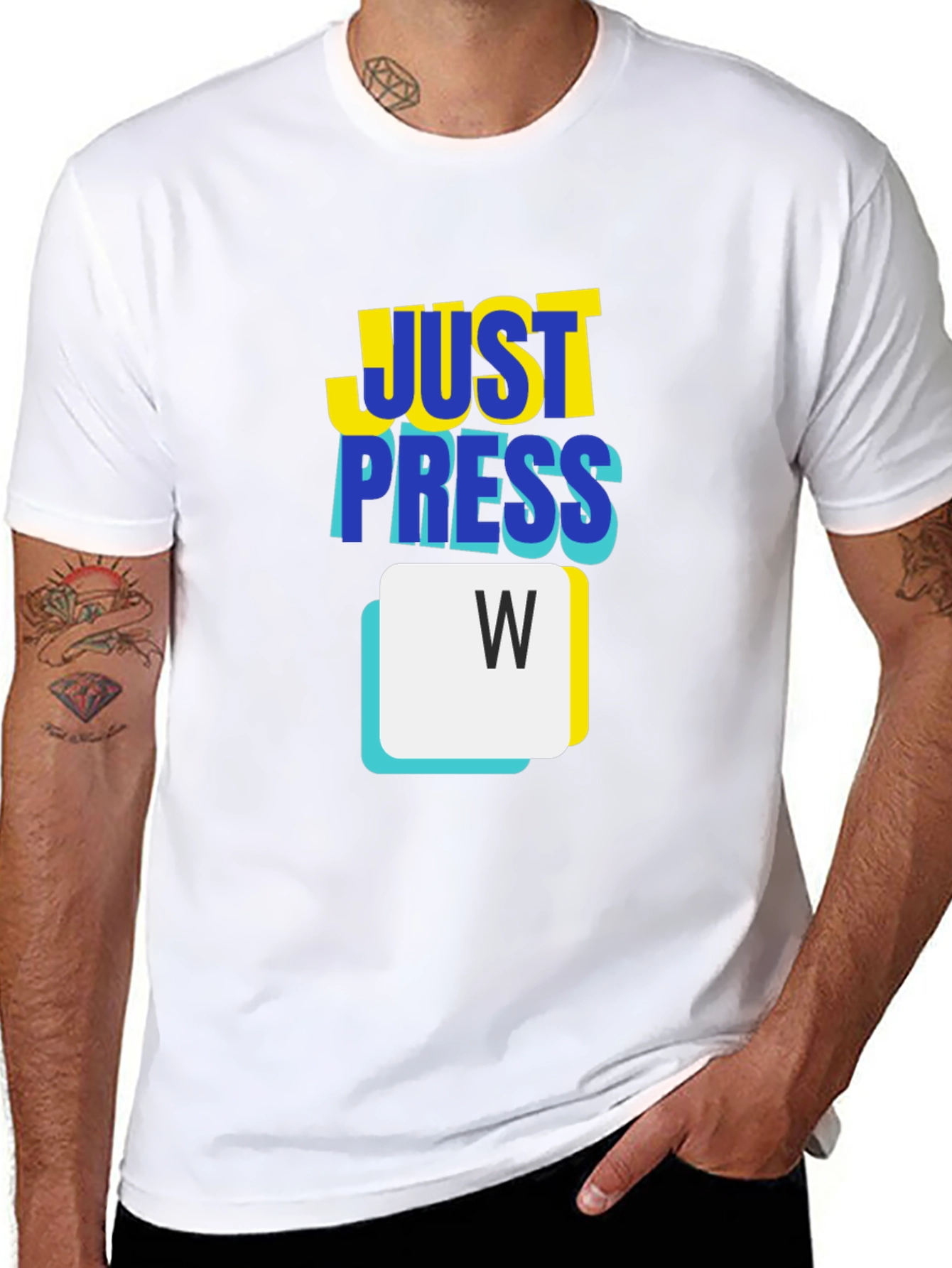 Just Press W Black T-Shirt - Gamer Style