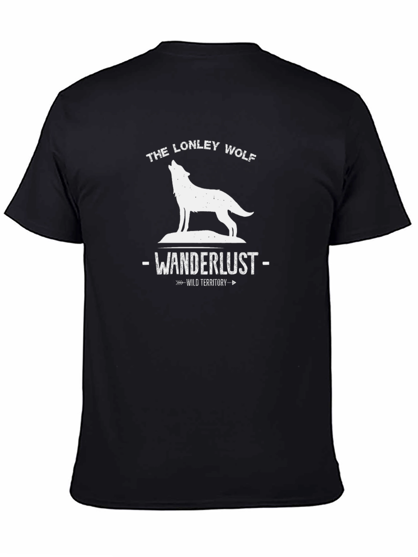 Lonely Wolf Wanderlust Graphic Tee - Black