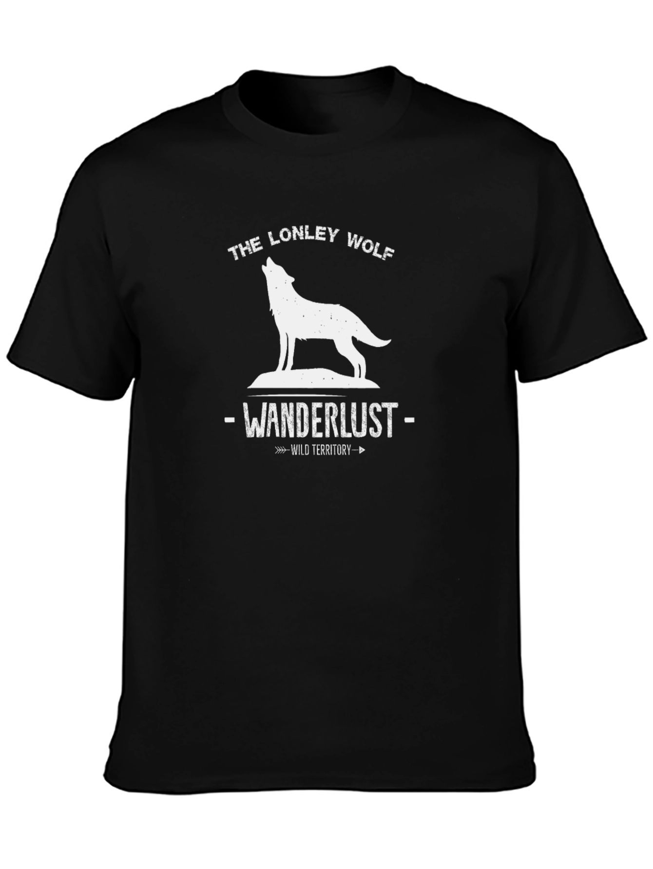 Lonely Wolf Wanderlust Graphic Tee - Black