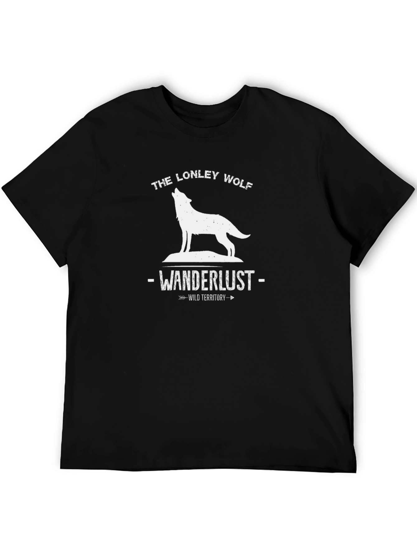 Lonely Wolf Wanderlust Graphic Tee - Black