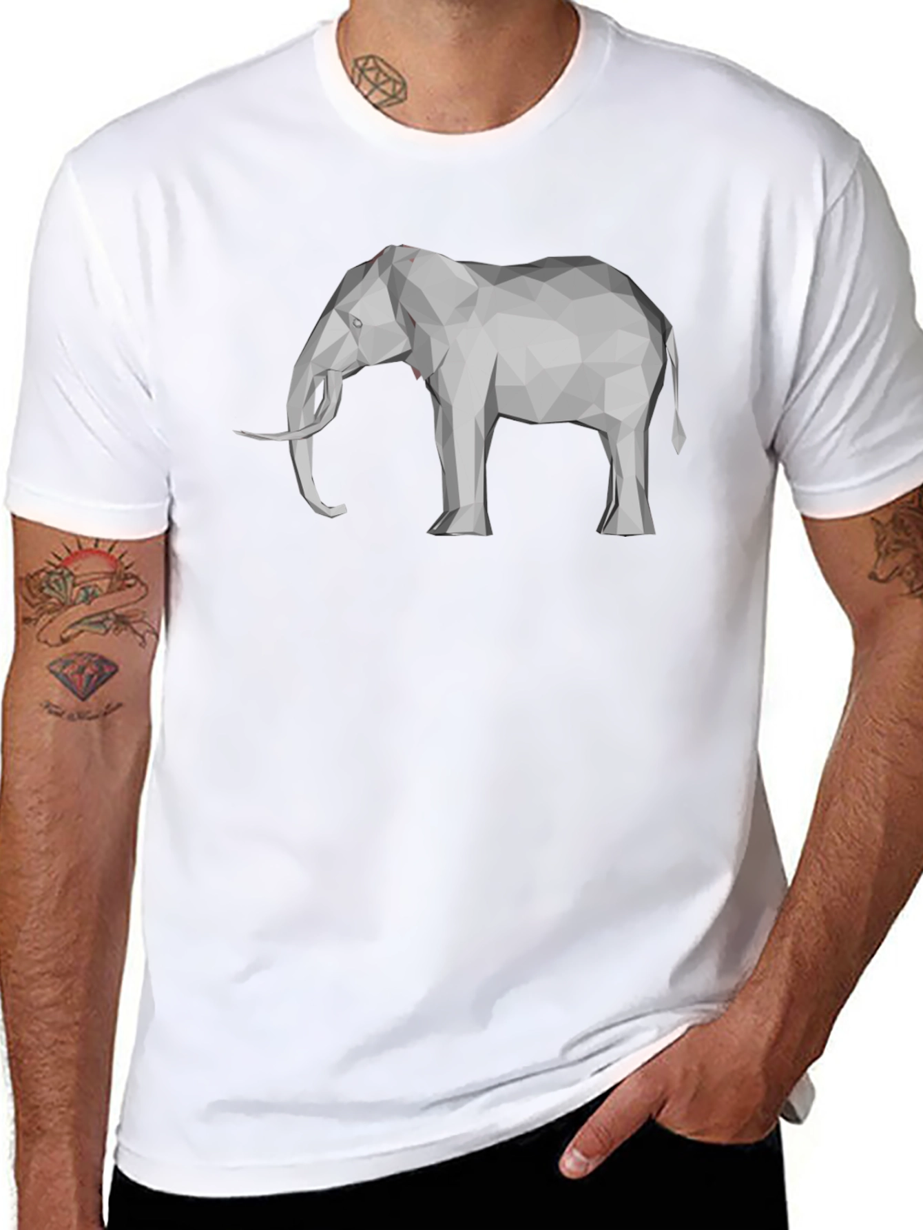 Geometric Elephant Graphic Tee - Modern Mens T-Shirt