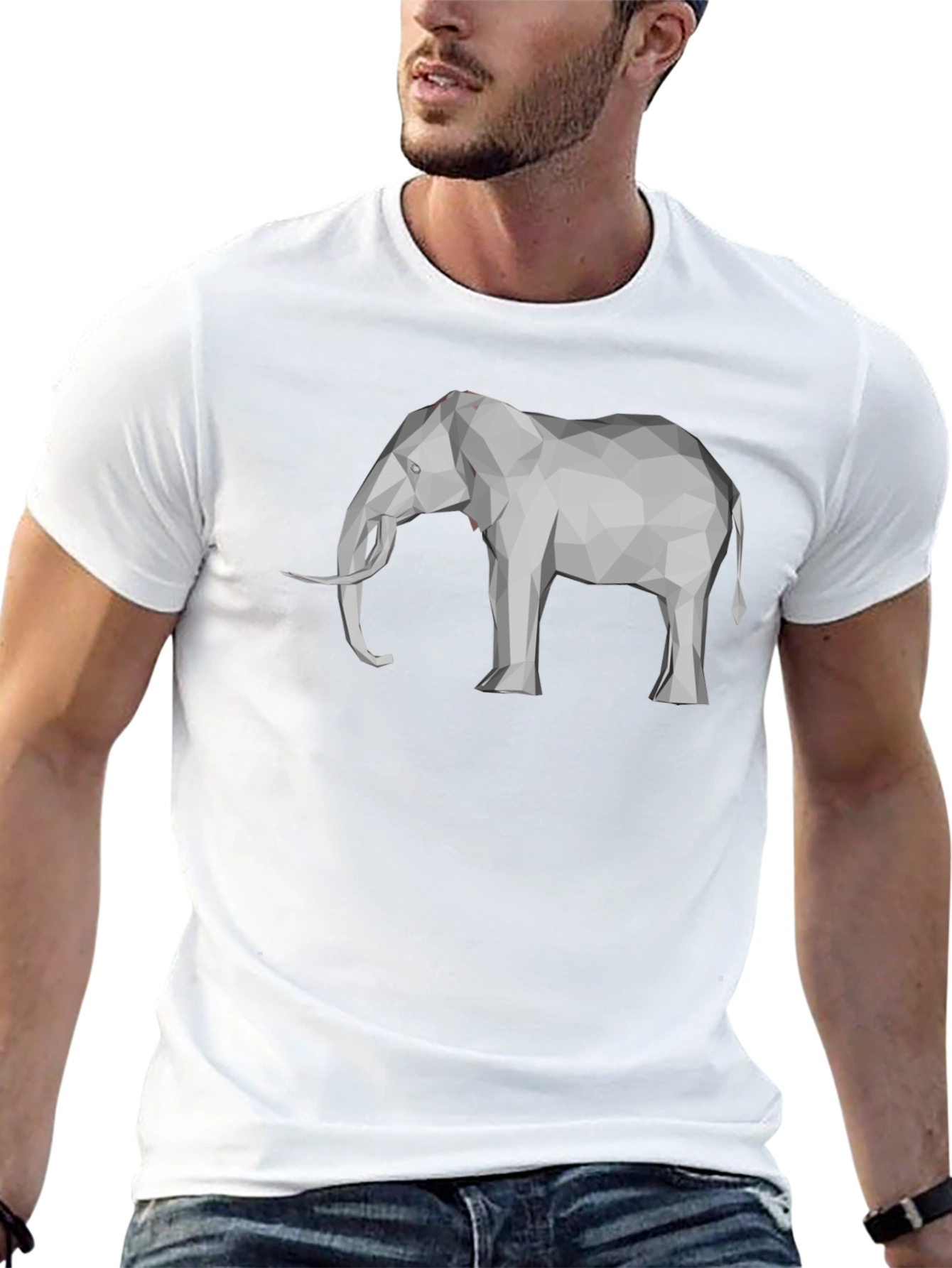 Geometric Elephant Graphic Tee - Modern Mens T-Shirt