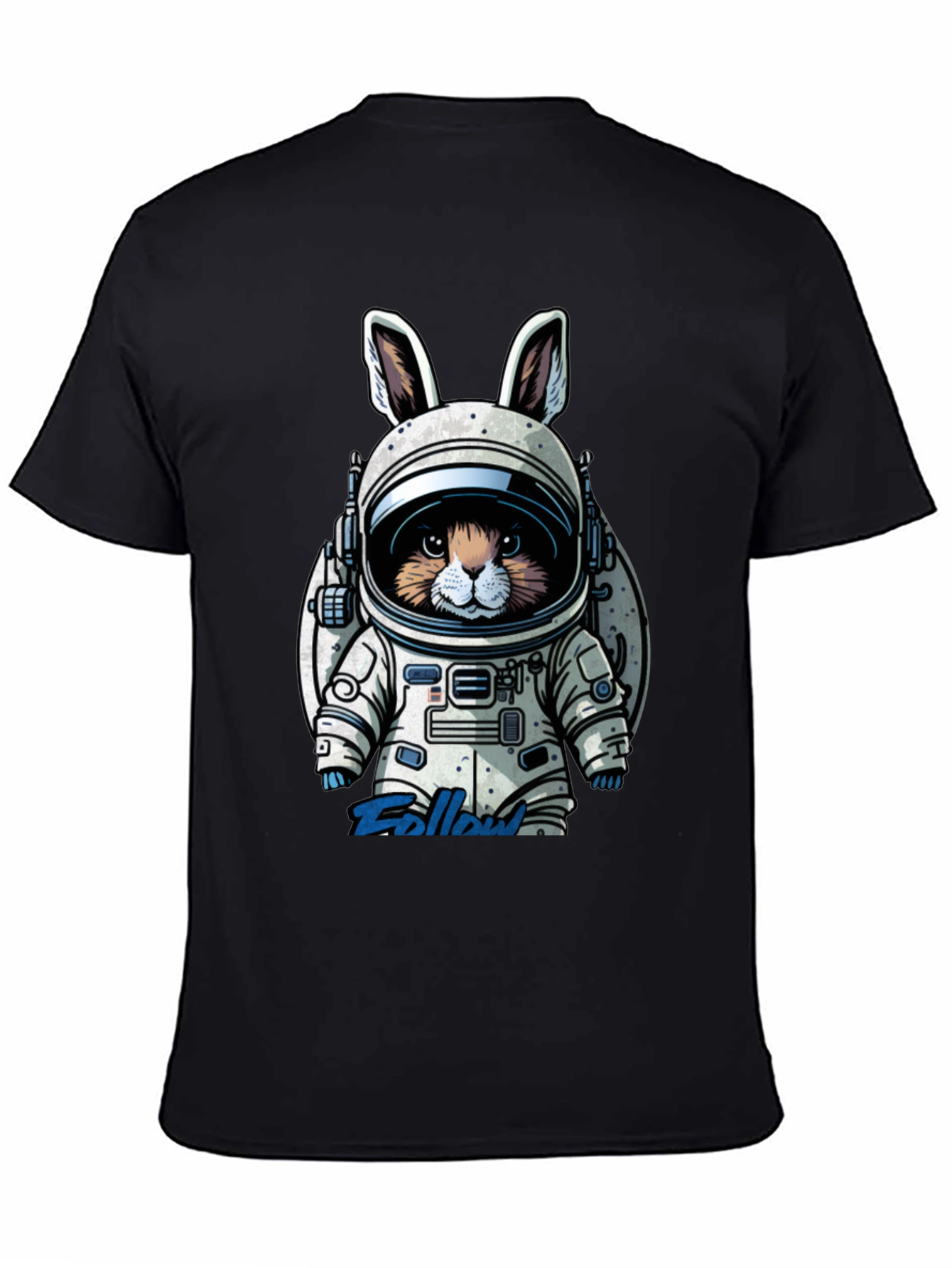Astronaut Bunny Graphic T-Shirt - Black