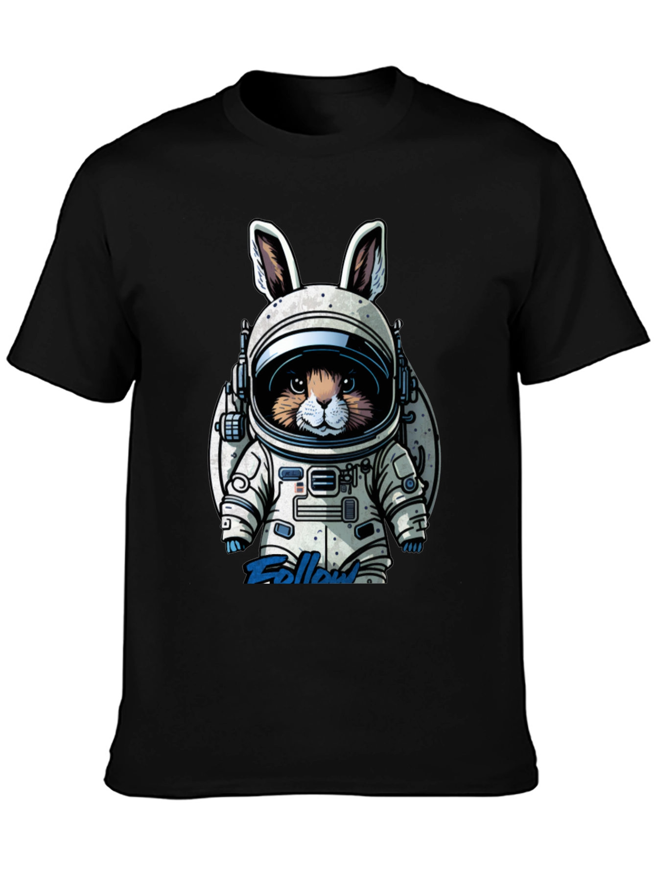 Astronaut Bunny Graphic T-Shirt - Black
