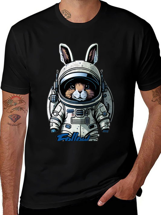 Astronaut Bunny Graphic T-Shirt - Black