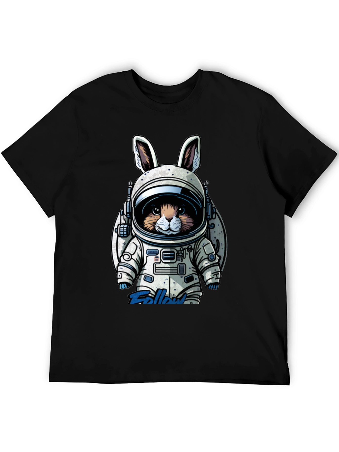 Astronaut Bunny Graphic T-Shirt - Black