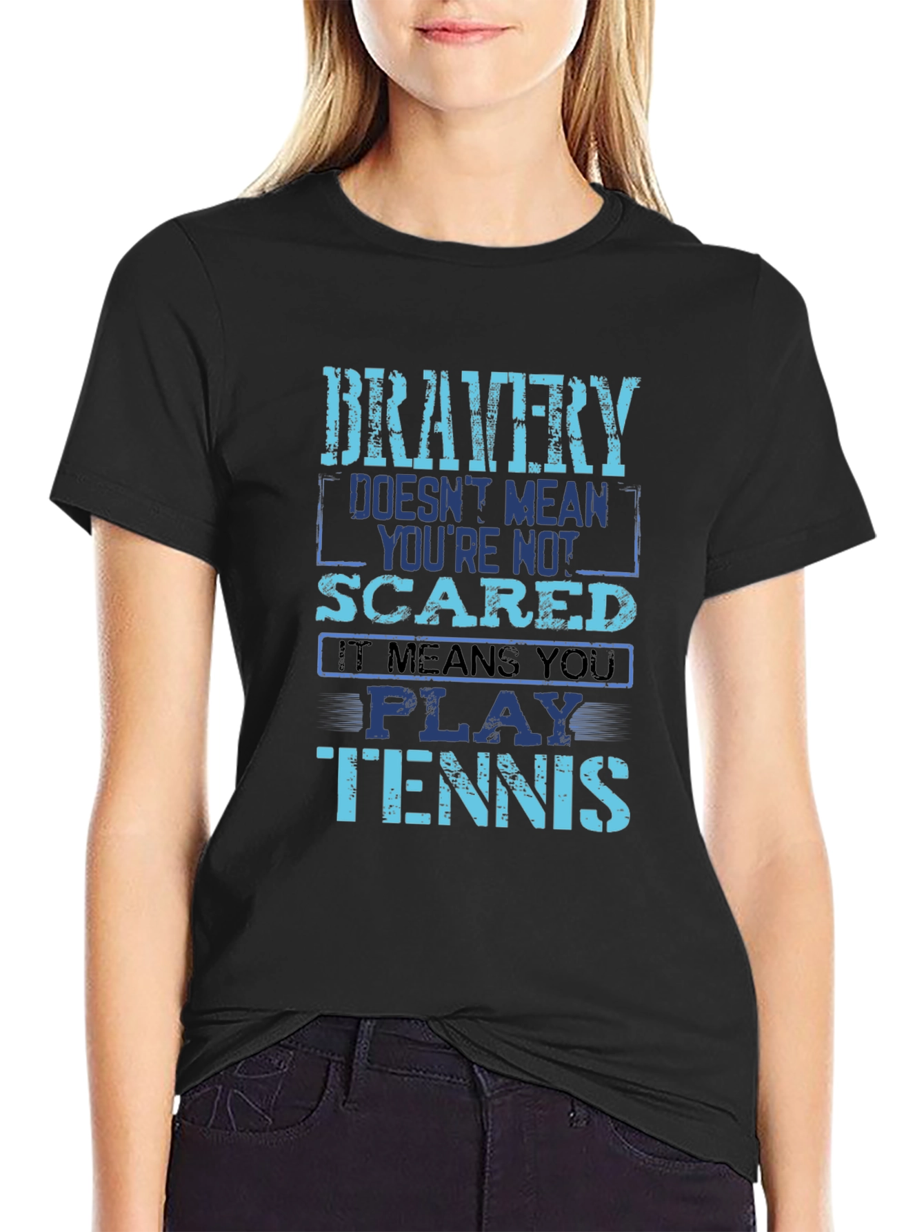 Bravery Tennis Player Graphic Tee - Mens Black T-Shirt