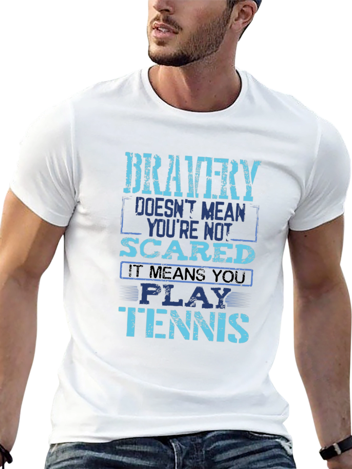 Bravery Tennis Player Graphic Tee - Mens Black T-Shirt