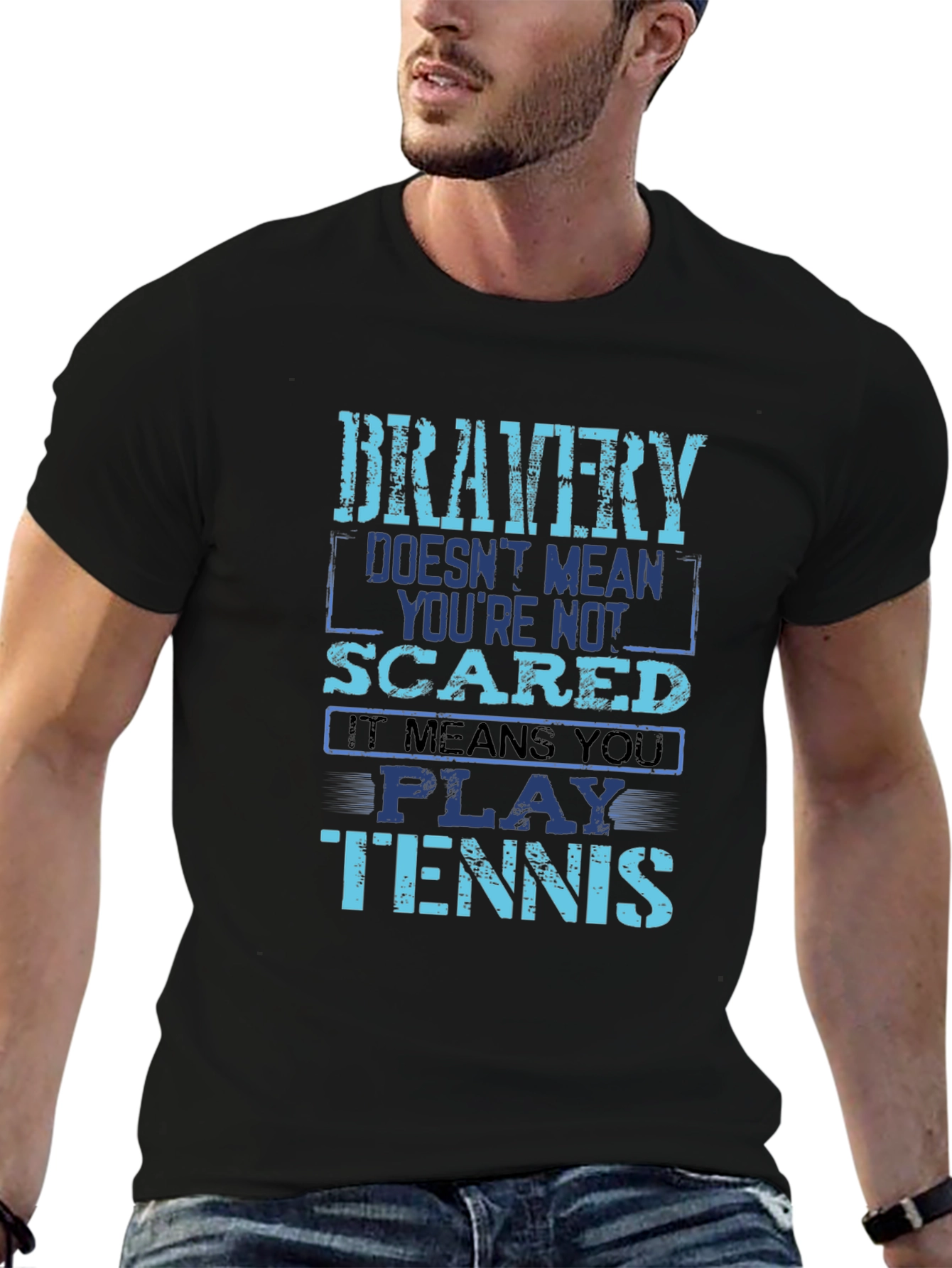 Bravery Tennis Player Graphic Tee - Mens Black T-Shirt