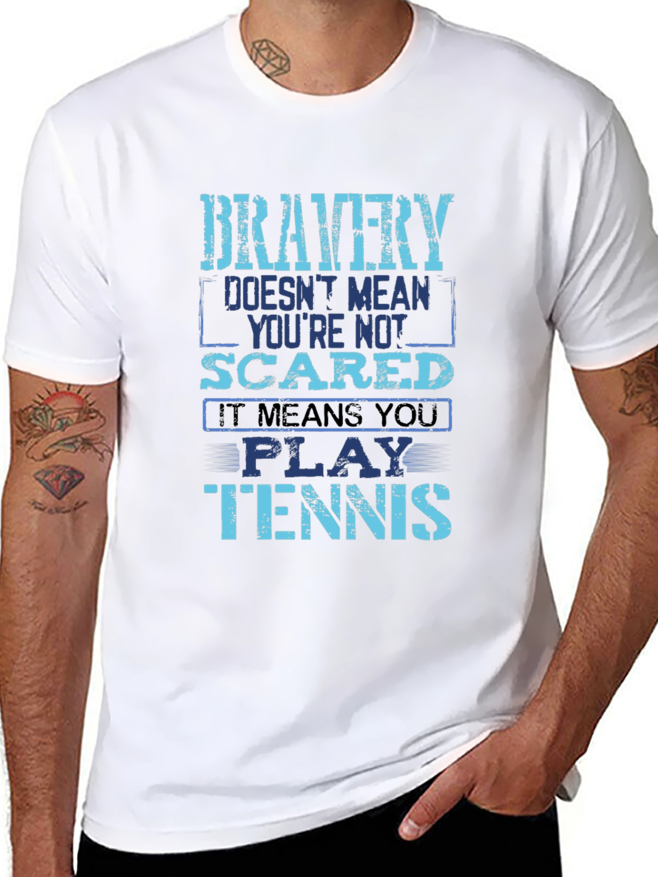 Bravery Tennis Player Graphic Tee - Mens Black T-Shirt