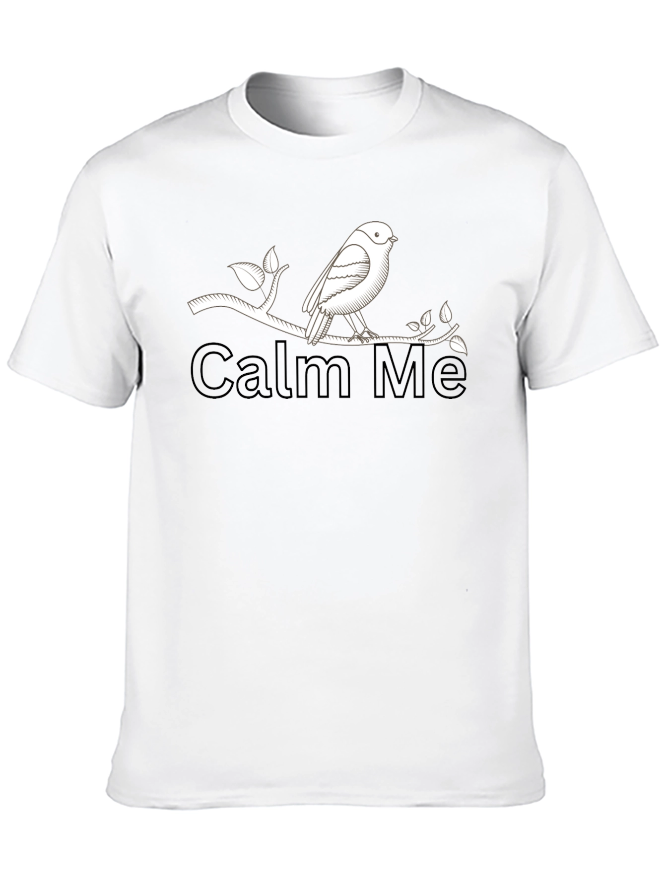 Calm Me Bird on Branch Black T-Shirt