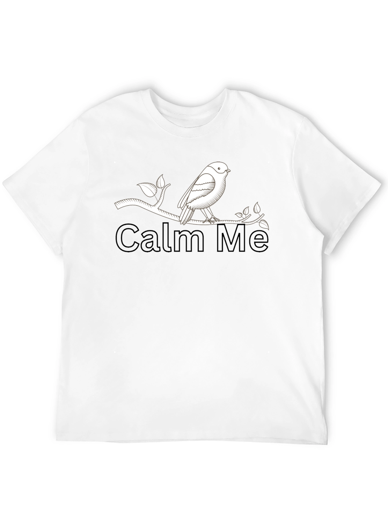 Calm Me Bird on Branch Black T-Shirt