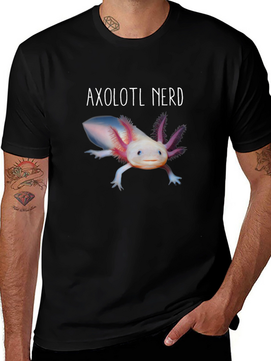Axolotl Nerd Graphic T-Shirt - Black Cotton Tee