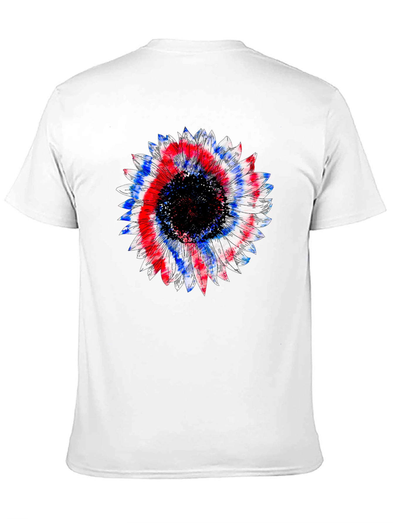 Patriotic Sunflower Graphic Tee - Black Cotton T-Shirt