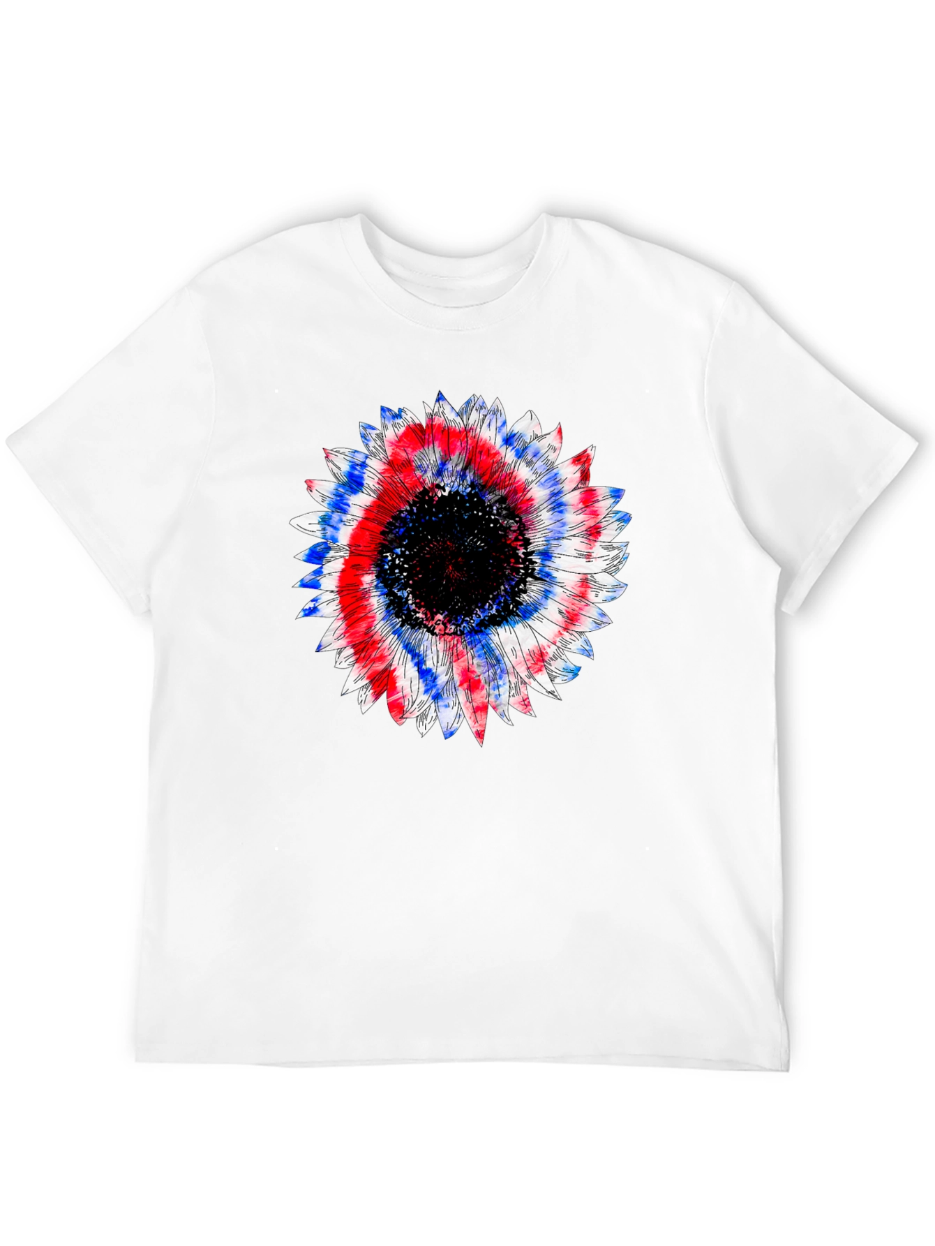 Patriotic Sunflower Graphic Tee - Black Cotton T-Shirt